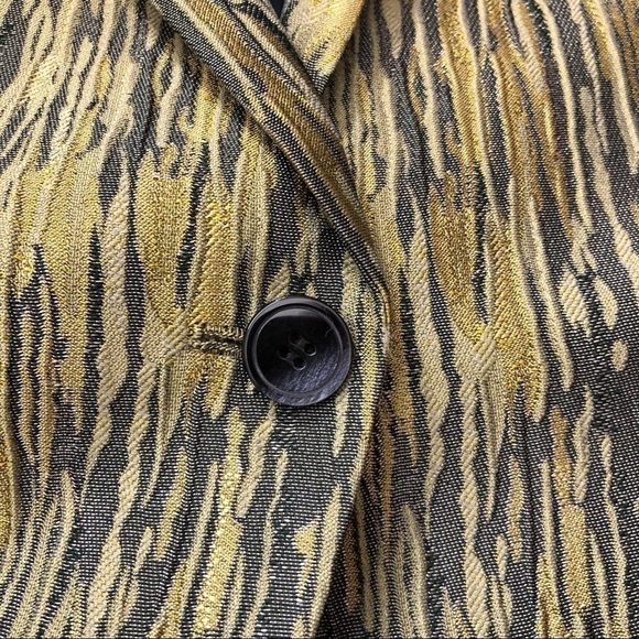 𝅺JONES NEW YORK COLLECTION Teal, Tan & Gold Single Button Blazer - Size 4 - Picture 4 of 7